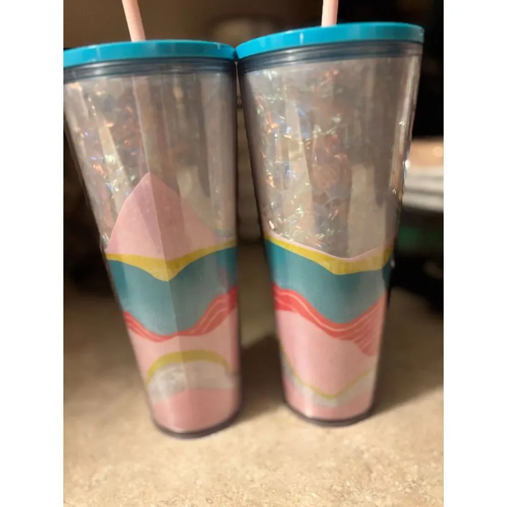 2 Starbucks 2020 Spring Collection Pastel Wave Iridescent Venti Tumbler 24oz